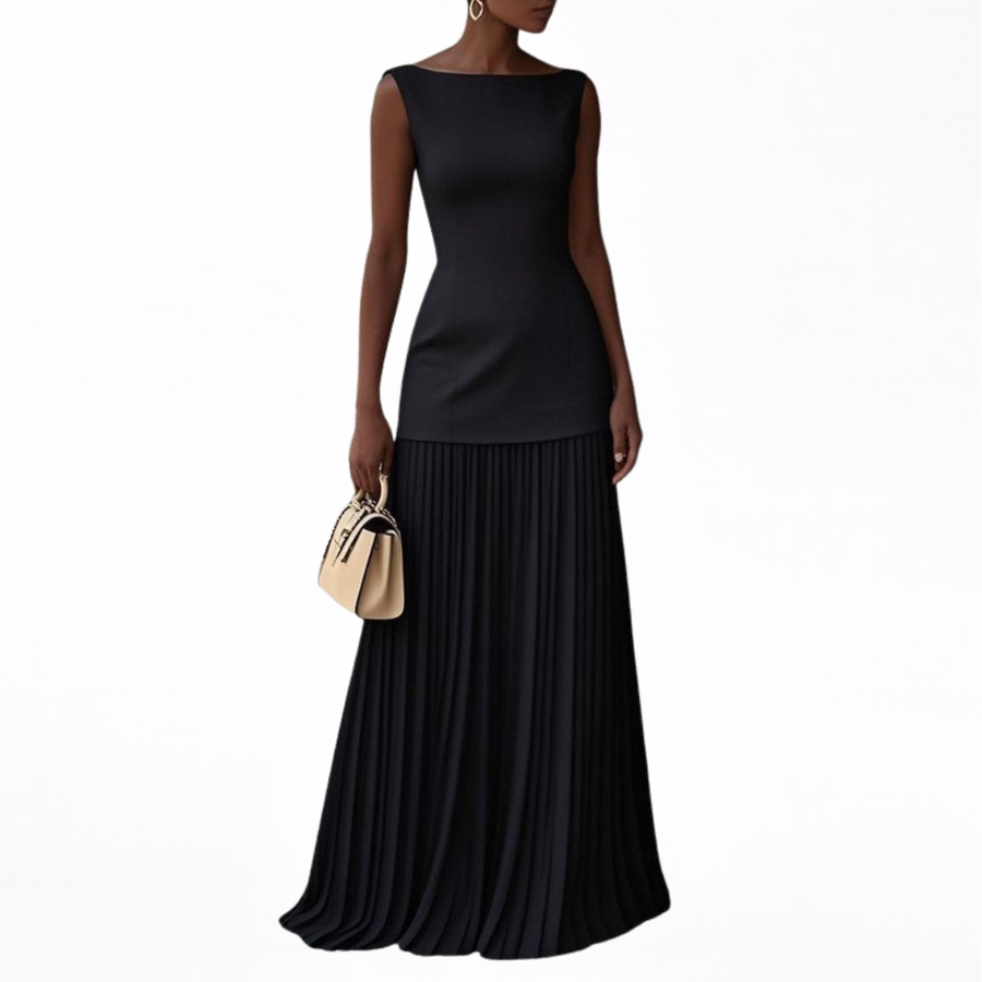 Celeste | Abito Maxi Plissettato