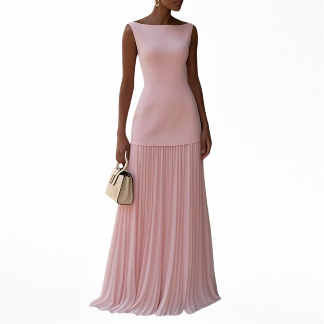 Celeste | Abito Maxi Plissettato