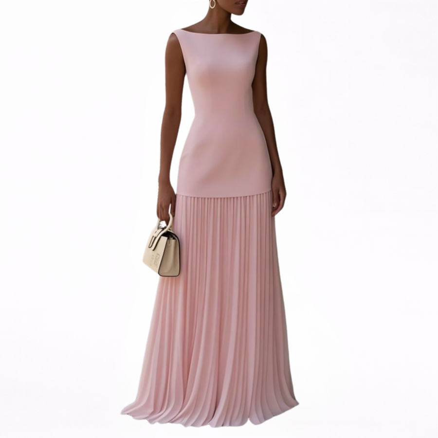 Celeste | Abito Maxi Plissettato