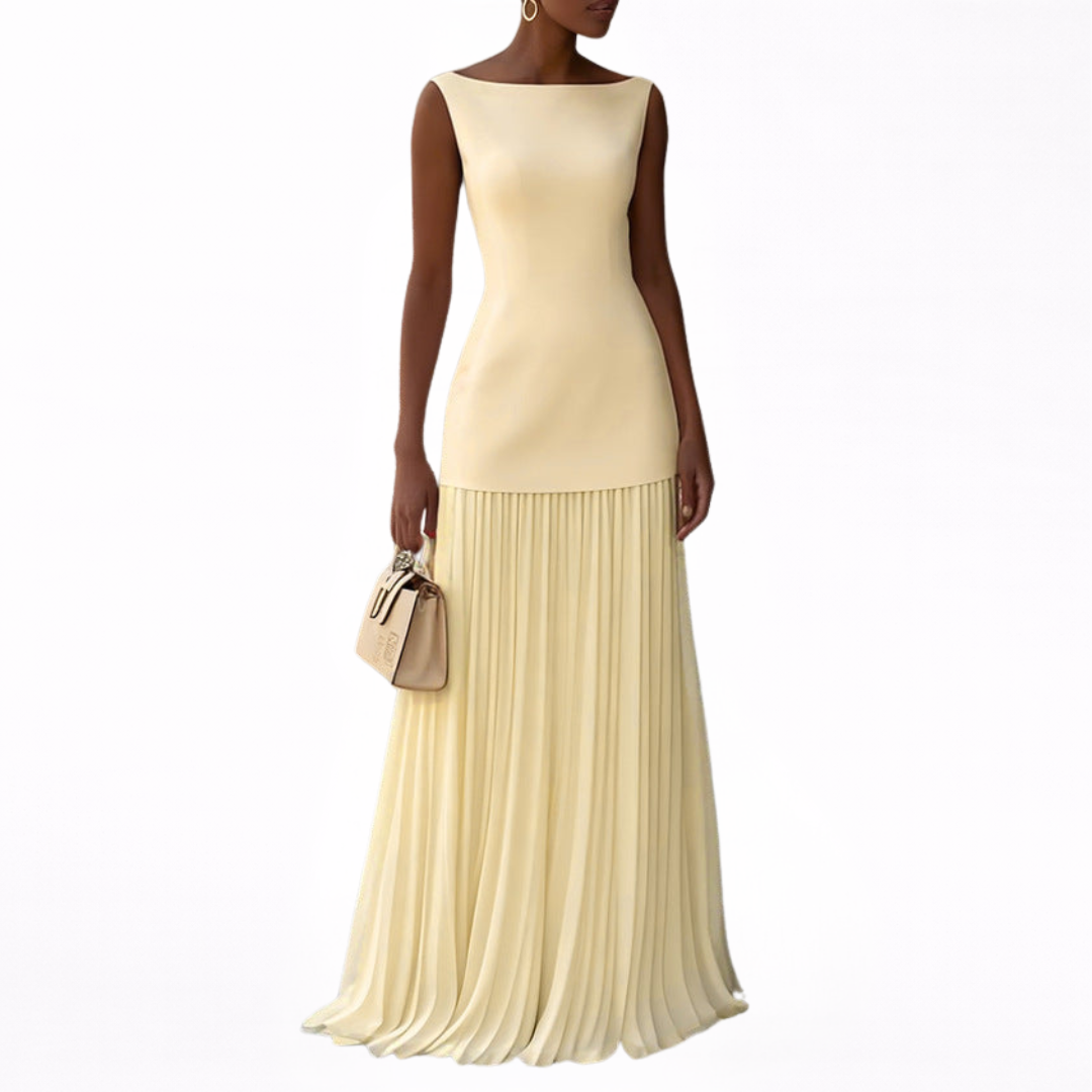 Celeste | Abito Maxi Plissettato