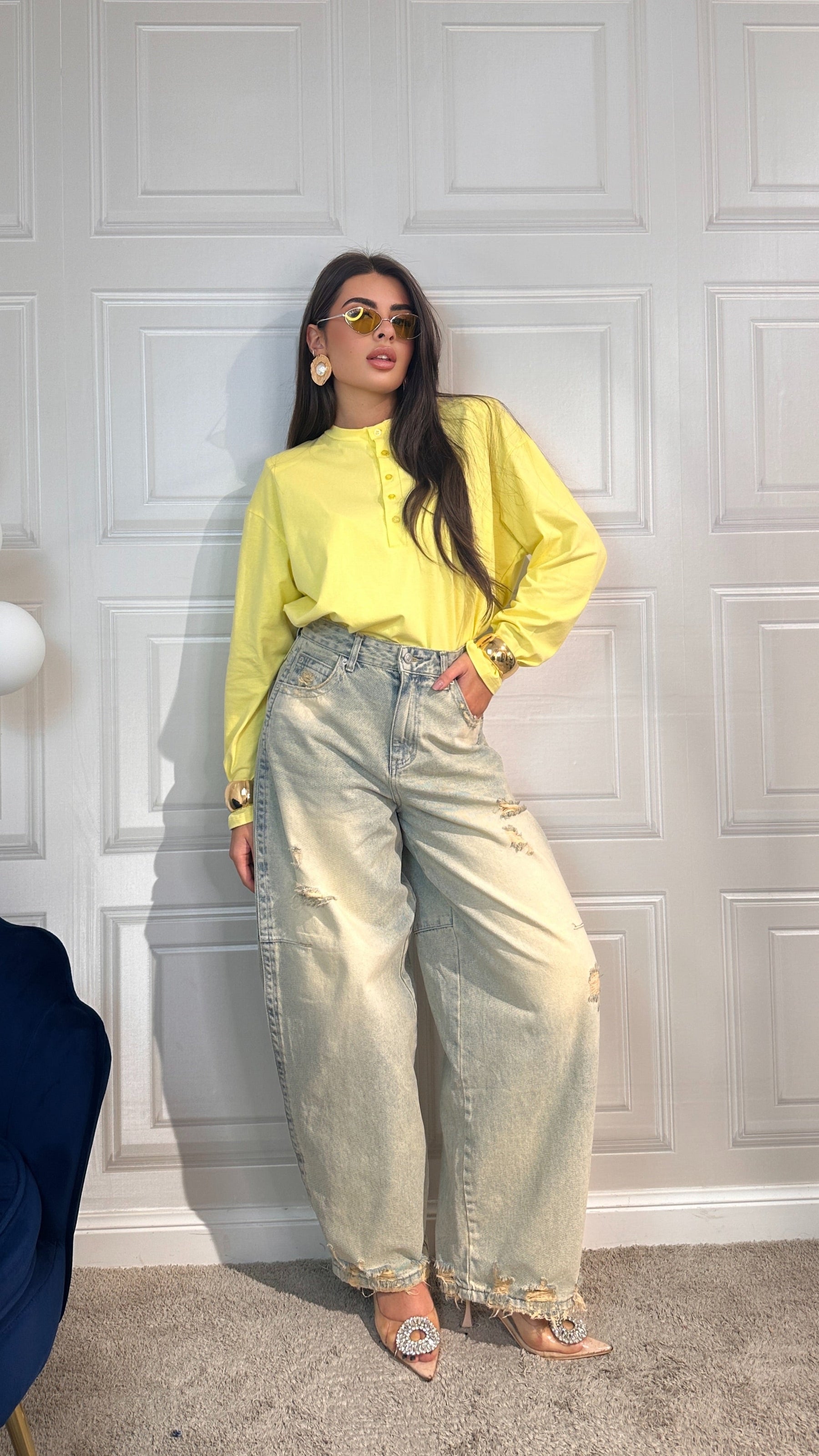 Modesta Milano™ | Shirt con spallina maxi Gialla