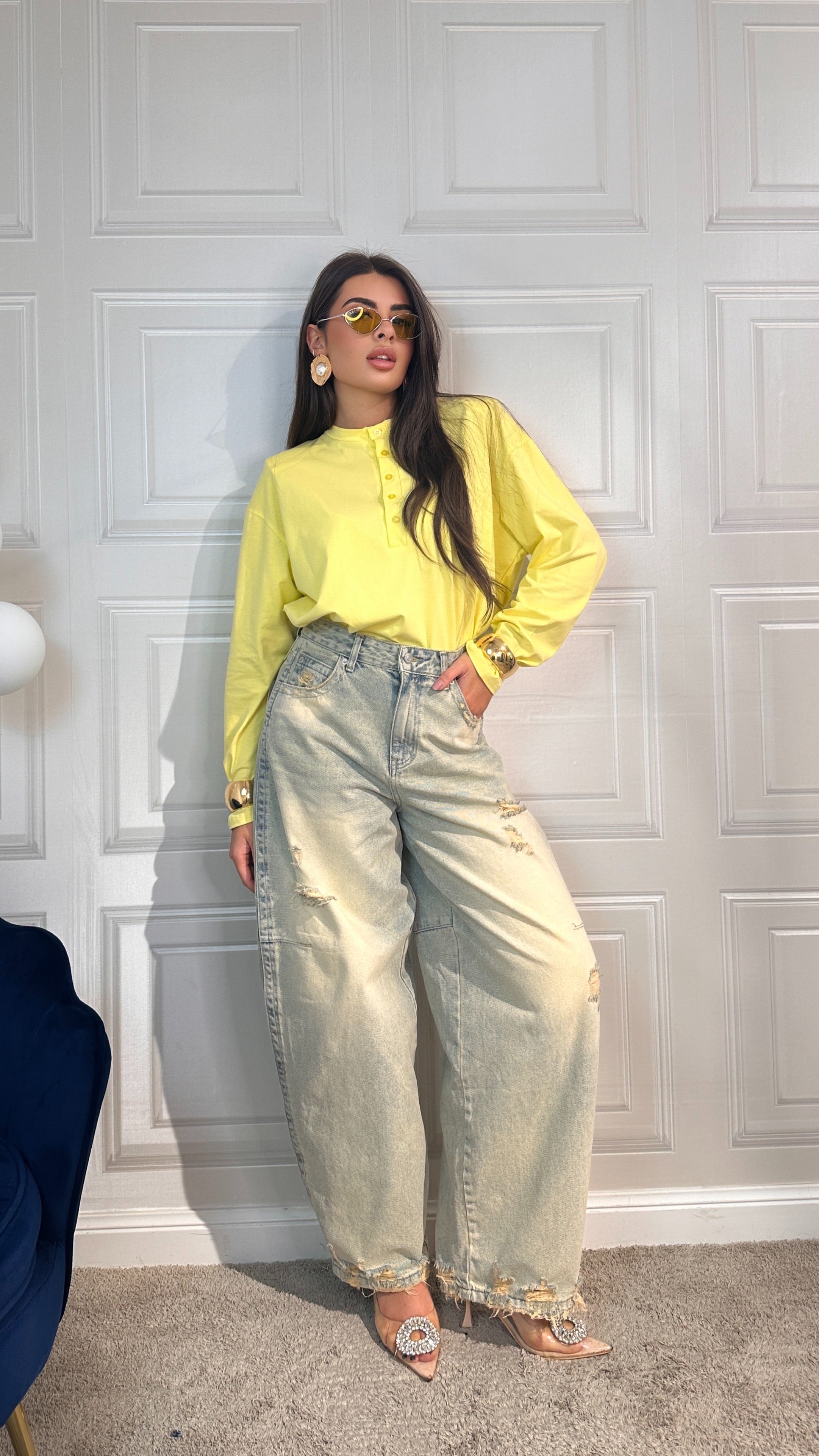 Modesta Milano™ | Shirt con spallina maxi Gialla