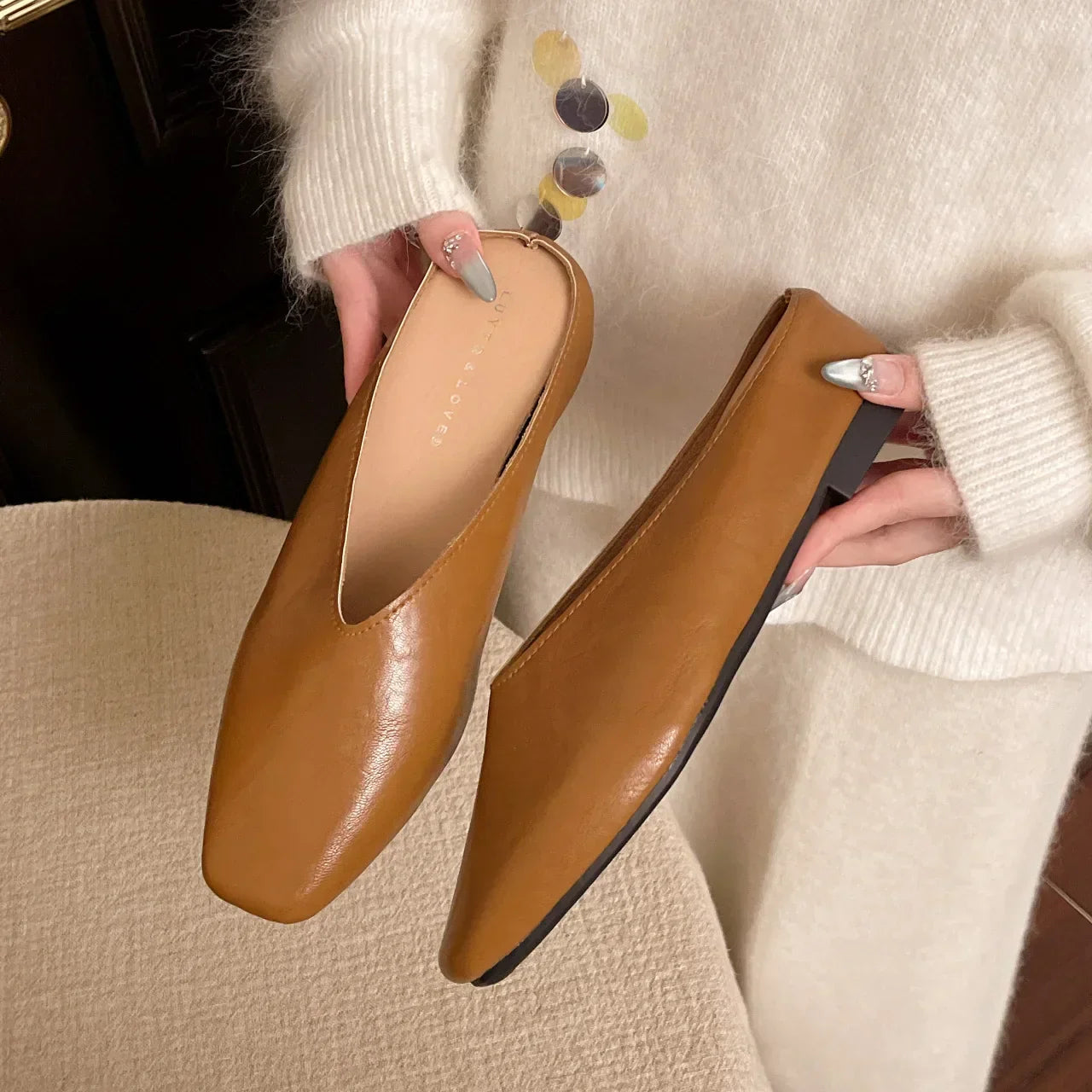 Beatrice | Mules Metallizzate a Punta Quadrata